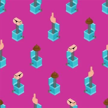 April Fools Day background. Prank box pattern seamless. Funny prize middle fi Stock Illustration