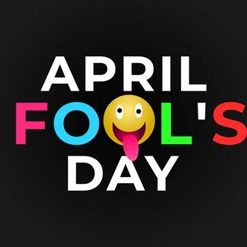 April Fool's Day Calligraphy Square Banner With Silly Emoticon Stock Illustration