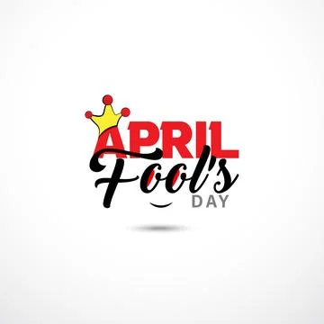 April Fools Day text and funny faces. For social media post Stock Illustration
