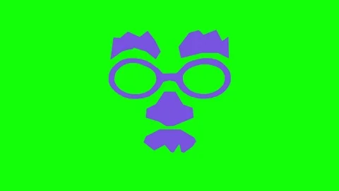 April Fools Day text morphing into funny glasses - looping animation on green. Stock Footage 86896849