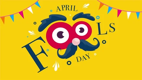 April Fools text typography with funny face mustache design Stock Footage 317926383