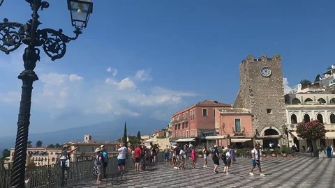 April IX square in Sicily. Italy Stock Footage 345095324