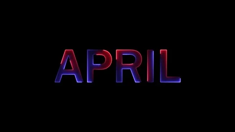 April word animation with captivating red and blue neon light effect on bla.. Stock Footage 333878246