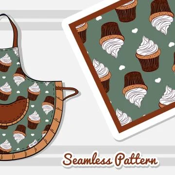 Apron With Creamy Cupcakes Stock Illustration