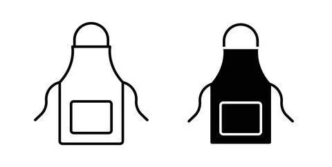 Apron icon collection in black, Line icons, flat symbols Illustrazione stock
