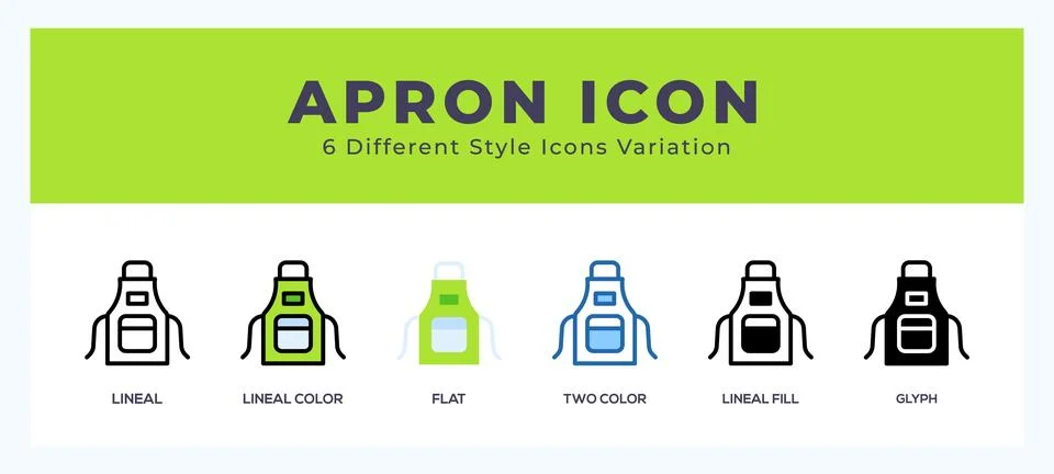Apron icon set with different styles. Design elements for logo. Vector illu.. Stock Illustration