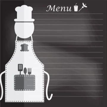 Apron with menu on chalk board background concept for background Stock-Illustration
