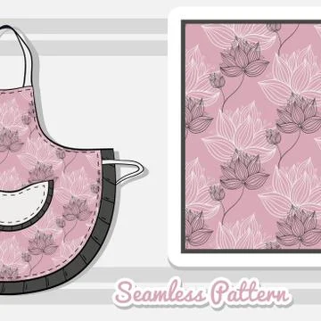Apron With Pink Floral Pattern Stock Illustration