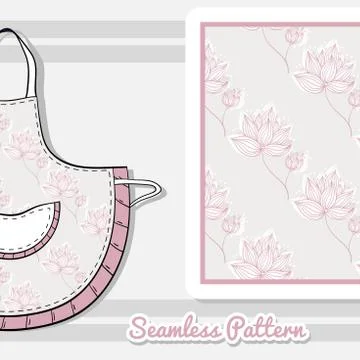 Apron Pink Flowers On Gray Stock Illustration