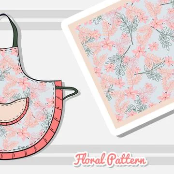Apron With Pink Flowers Stock-Illustration