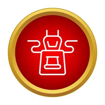 Apron uniform icon inside golden red circle Stock Illustration