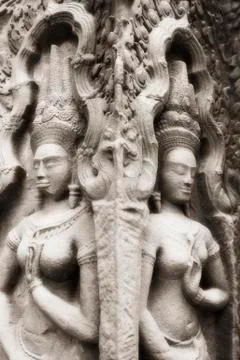 Apsara at Angkor temple Foto stock