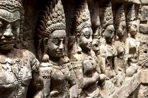 Apsara carved on wall Stock Photos