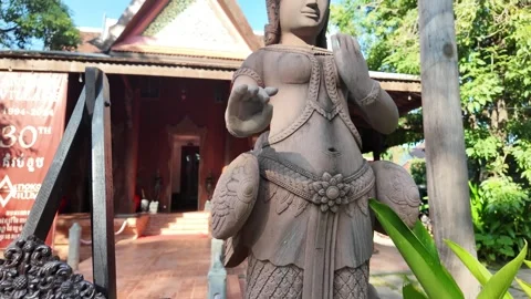 Apsara Theatre, Event Programme and Statue. Siem Reap, Wat Bo 291124 Stock Footage 294472028