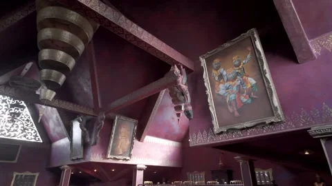 Apsara Theatre, Stunning Interior Pan Shot. Siem Reap, Wat Bo 291124 Stock Footage 294468046