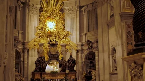 Apse with Chair of Saint Peter supported by four Doctors of the Church Bernini Stock Footage 147737760