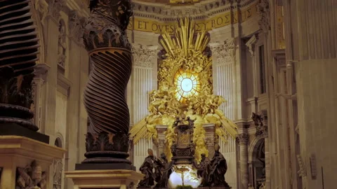 Apse with Chair of Saint Peter supported by four Doctors of the Church Bernini Stock Footage 147737878