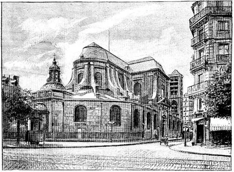The apse of St. Nicolas du Chardonnet on the Boulevard Saint-Germain, vintage イラスト素材
