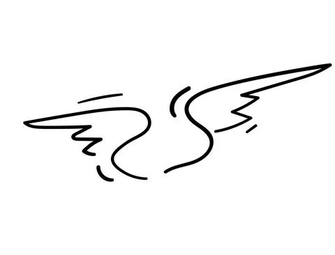 Apstract element angel wings drawing art. handdrawn doodle vector illustration Stock Illustration