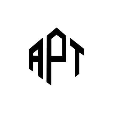 APT letter logo design with polygon shape. APT polygon and cube shape logo .. Stock Illustration