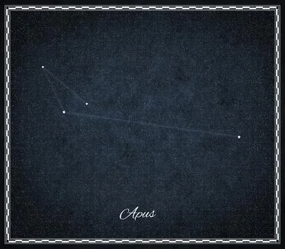 Apus star constellation, Night sky, Cluster of stars, Deep space, Bird of P.. 스톡 일러스트