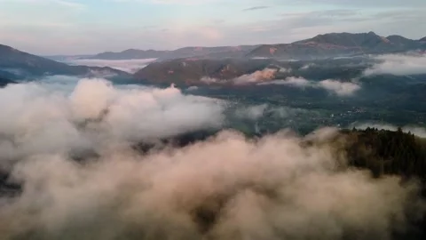Apuseni Mountains in Clouds Aerial View, Romania Stock Footage 164258075