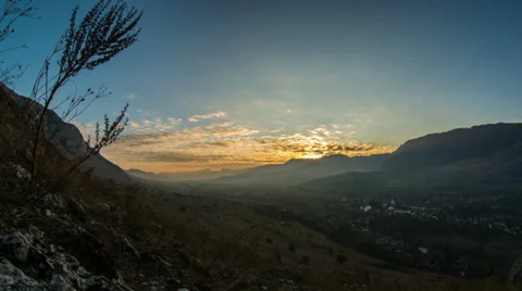 Apuseni mountains valley time lapse fish eye 4K Stock Footage 34662515