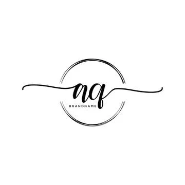 AQ Initial handwriting logo with circle template vector Illustrazione stock