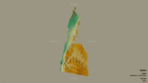 Aqaba - Jordan. Bounding box. Relief Stock Illustration