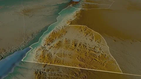 Aqaba, Jordan. Topographic relief map with surface waters Stock Illustration