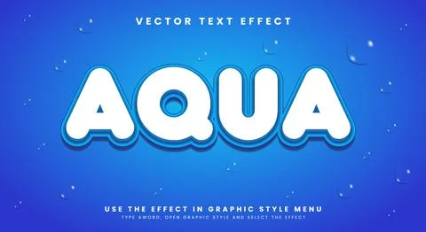 Aqua 3d editable text effect Template Stock Illustration