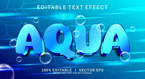 Aqua 3d vector text effect with modern style design Stock Illustration
