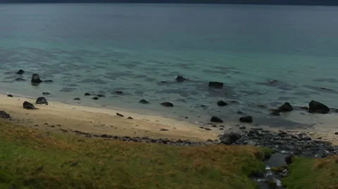 Aqua Blue Ocean Fjord zoom out Stock Footage