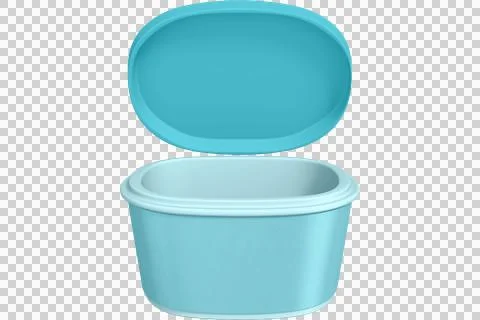 Aqua blue plastic container with open lid for storage Stock Illustration