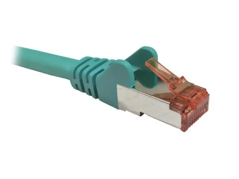 Aqua CAT6A Ethernet Patch Lead Stock Photos