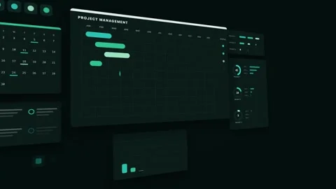 Aqua Dashboard Left Angle Project Panels Dark UI Loop Vidéo 342603661