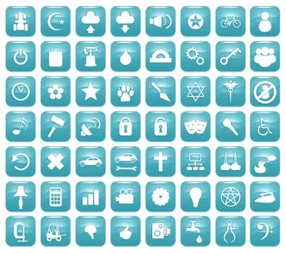 Aqua Downy Icon Set 2 Stock Illustration