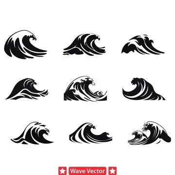 Aqua Flow  Serene Vector Wave Silhouettes for Tranquil Designs Stock Illustration