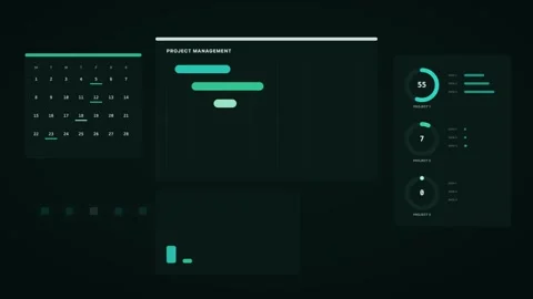Aqua Multi Panel Dashboard Project Dark UI UI Animation Loop 動画素材 342604520