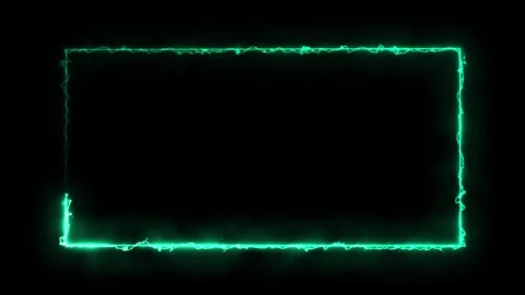 Aqua Neon Rectangle Frame with Subtle Smoke border Stock Footage 317452390
