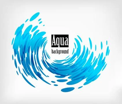 Aqua rounded background, splash water on white Stock Illustration