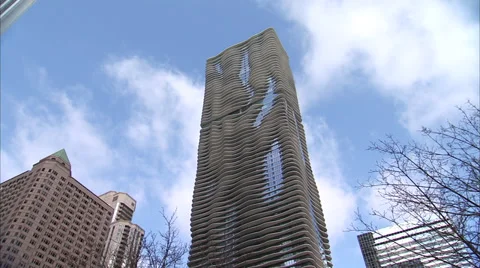 Aqua Skyscraper clouds breaking Stock Footage 36306034