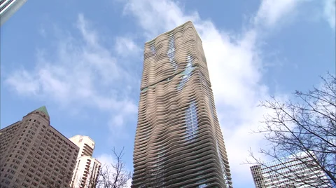 Aqua Skyscraper Zoom Stock Footage 36305378
