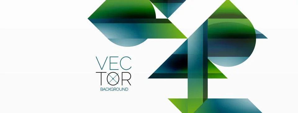 Aqua triangles form a pattern with electric blue arrows on a white background Stock Illustration