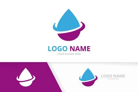 Aqua water drop logo combination. Unique waterdrop delivery logotype design Stock Illustration