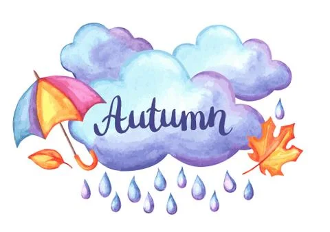 Aquarelle background with autumn elements. Stock Illustration