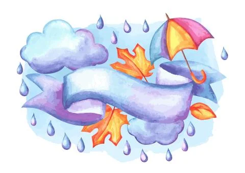 Aquarelle background with autumn elements. 스톡 일러스트