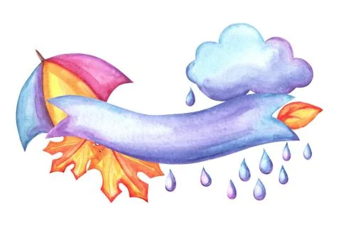 Aquarelle background with autumn elements. 스톡 일러스트