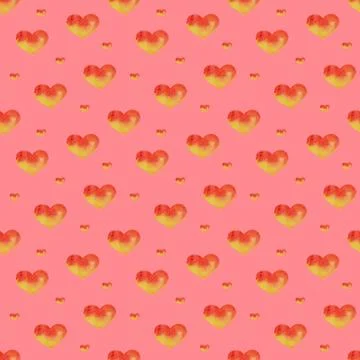 Aquarelle hand made pattern with hearts. Valentine's day, Birthday, Love Stock Illustration