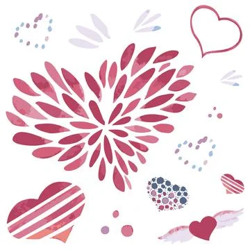 Aquarelle hearts and elements Stock Illustration